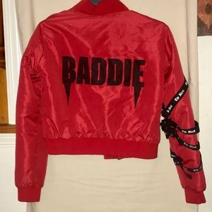 Cropped Red Puffer Jacket